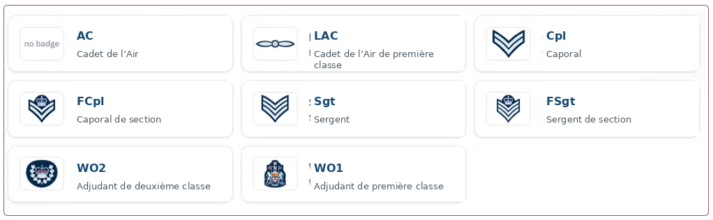 Air Cadet rank insignia chart